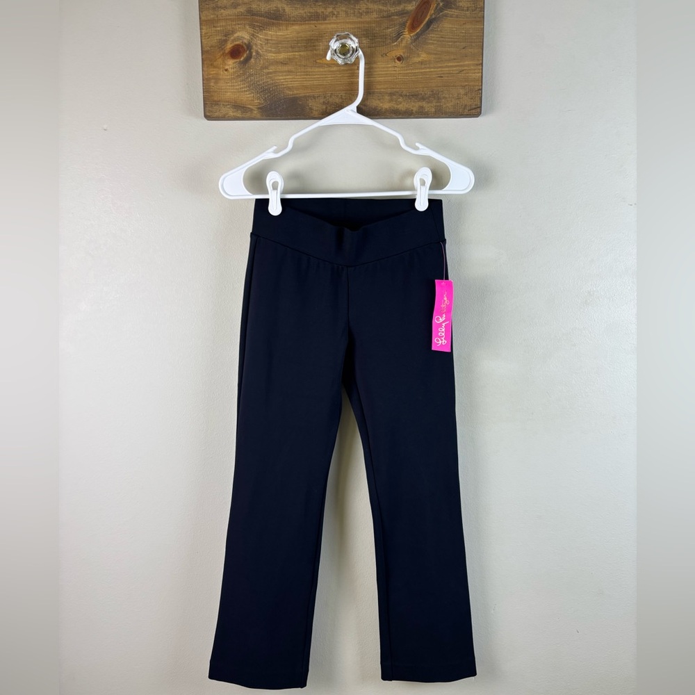 NEW Lilly Pulitzer Black/Onyx Mia Crop Flare Point Pants XS - Stretchy, Pull-On